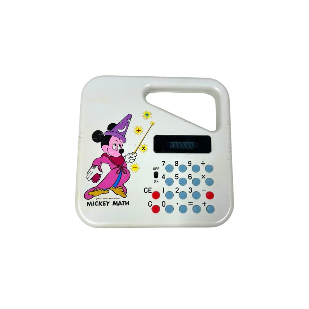 Vintage‎ Mickey Mouse Sorcerer Calculator with Original Adaptor and Bag. Tested!